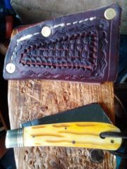 one of my 1st knife sheaths 2013