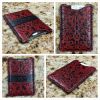 red and black embossed card wallet