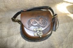 Viking dog carved belt pouch