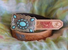 Floral tooled belt