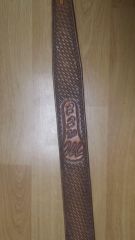 Lettering on first guitar strap