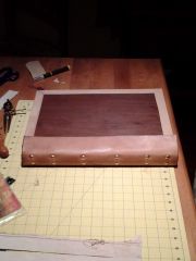 wood and leather book