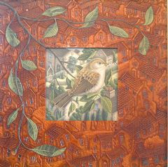 FEMALE SPARROW...Carved Lea