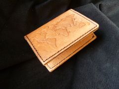 Tooled Leather Wallet - World Map - Front
