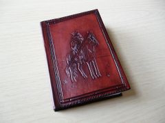 Hand-Bound Book with Mahogany Tooled Leather Cover - Samurai on Horseback