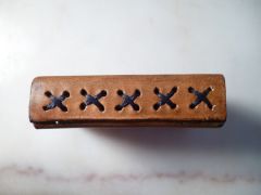 Leather Matchbox Holder - Accordionist - Side View