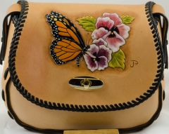Purse, Monarch Butterfly and Pansies