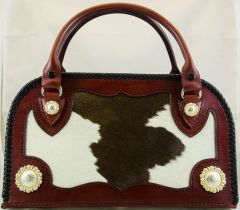 Satchel Bag with hair calf inlay