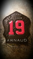 Heavy Hitter fire helmet shield for HFD Station 19