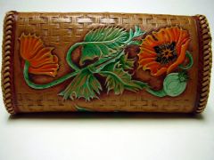 Roses, Oak Leaves, Oriental Poppy, Phoenix Clutch Purse, Back