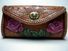 Roses, Oak Leaves, & Oriental Poppy, Phoenix Clutch Purse, Front
