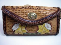 Oak Leaves, Daffodils, Oriental Poppy, Phoenix Clutch Purse, front