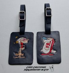 Ren and Stimpy luggage tags