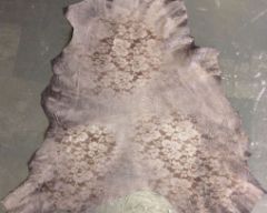 BROWN WASHED SUEDE GENUINE LAMBSKIN LEATHER WITH FLOWER PRINTING