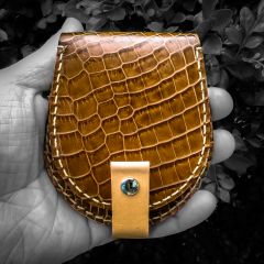 Alligator embossed leather change purse