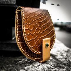 Alligator embossed leather change purse