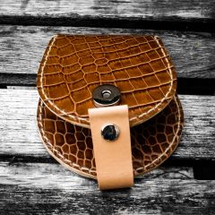 Alligator embossed leather change purse
