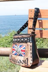brindle hide embroidered schoulder bag