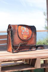 tooled laced schoulder bag
