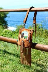 suede embroidered fringe schoulder bag