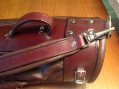 Golf bag strap, handle, top collar and rear panel