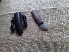 Neck knife sheath. (Damascus steel)