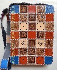 Handmade leather bag " Tatarstan "  in patchwork  style .