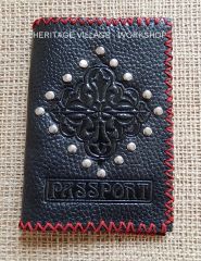 Decorative handmade leather cover for a passport