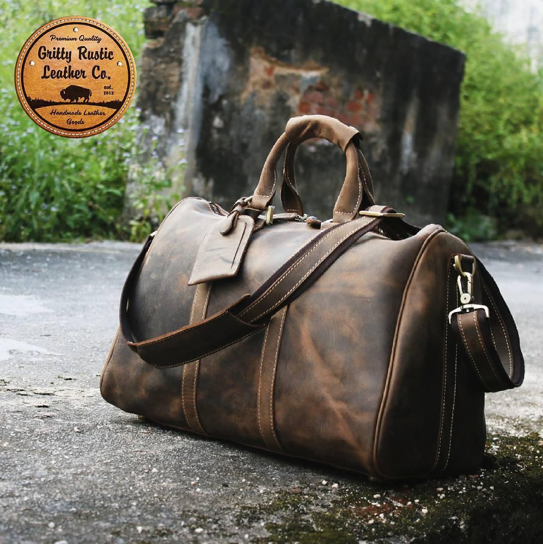 Rugged rusty brown weekender duffel bag - Our Leatherwork Galleries ...