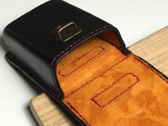 Inside raised up 1/2" with three layers of leather glued and stitched to protect LCD Screen on meter.