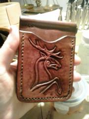 Slim wallet with Viking-style stag