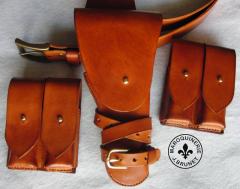 Colt 1911 Cavalry/Officer Holster, Dual Magazine Pouches and Belt Set