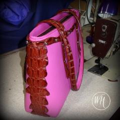 Hornback croc laced to bag ends