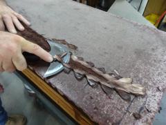 Thinning the tail tip to fit into splitter
