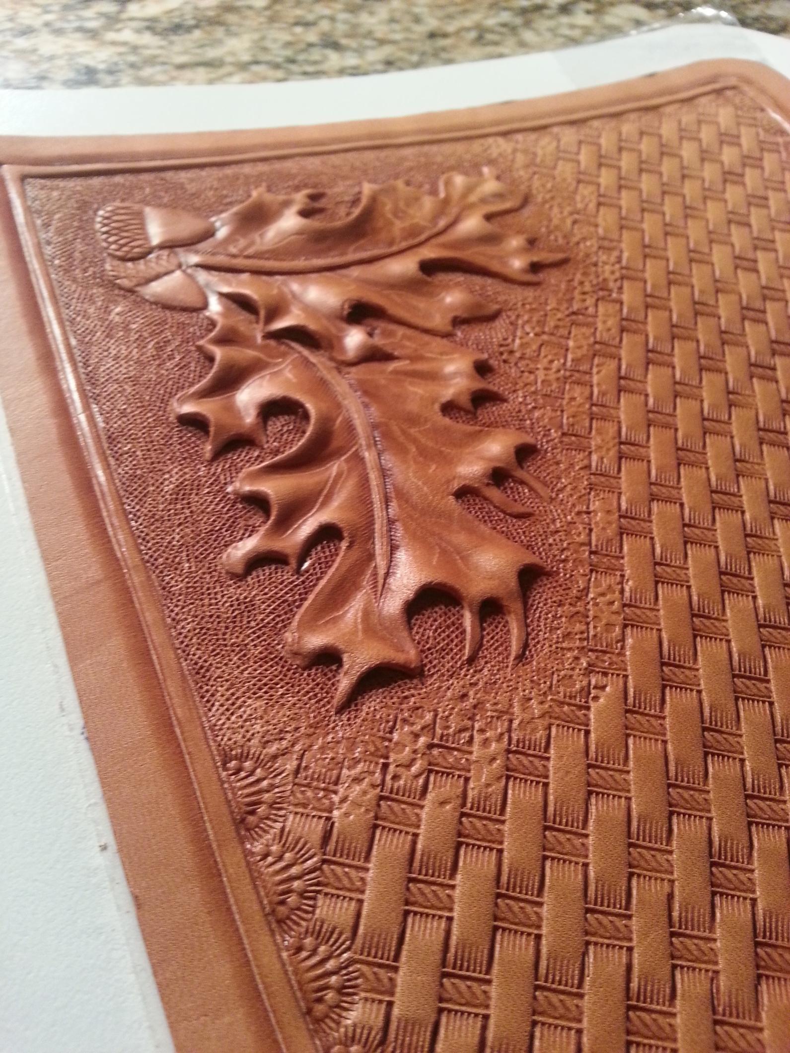 oak leaf leather carving pattern