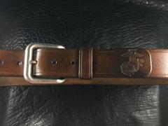 First belt I ever made.  A gift for my son who is a Devil Dog.  He wears it every day which makes me feel good.