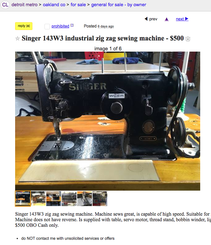 Singer Industrial Plain Sewing Machine - Thick Material Variant