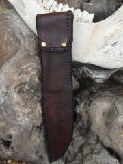 Damascus Skinner, Rattlesnake Inlay, Double Loop Laced edges