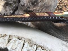 Damascus Skinner, Rattlesnake Inlay, Double Loop Laced edges