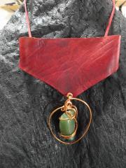 Dyed Leather and gemstone