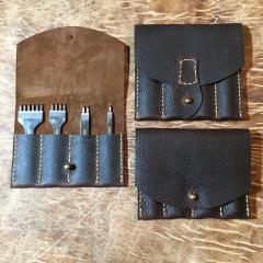 Leather cases stitched up for tools.JPG