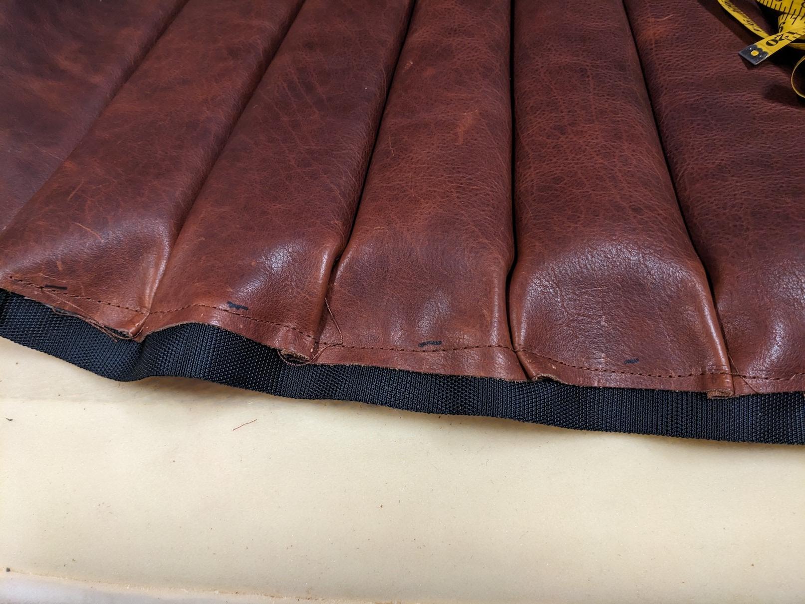 Bison leather pleats to leather sheet sewing - How Do I Do That