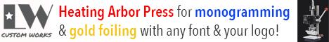 Our heating arbor press with T-Slot sliding alphabet holder is the perfect solution for leather monogramming and gold foiling. We can custom make an alphabet set with your choice of font and size.