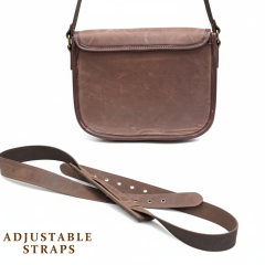 Real Leather Brown Canvas Cartridge Bag