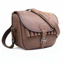 Real Leather Brown Canvas Cartridge Bag